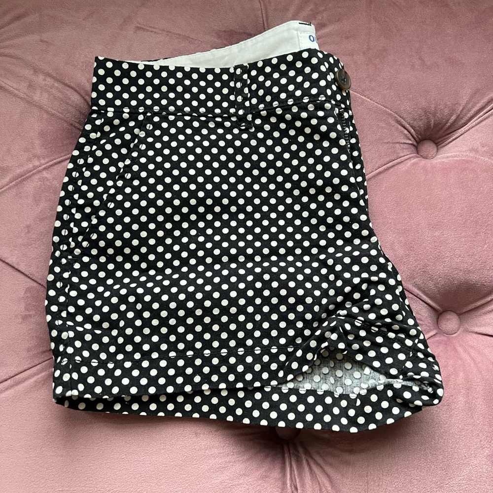 Black and white polkadot shorts